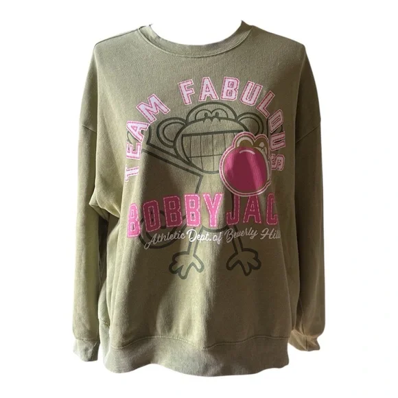 Bobby Jack “Team Fabulous” Olive Green Y2K Graphic Sweatshirt | Size Small - Picture 3 of 6
